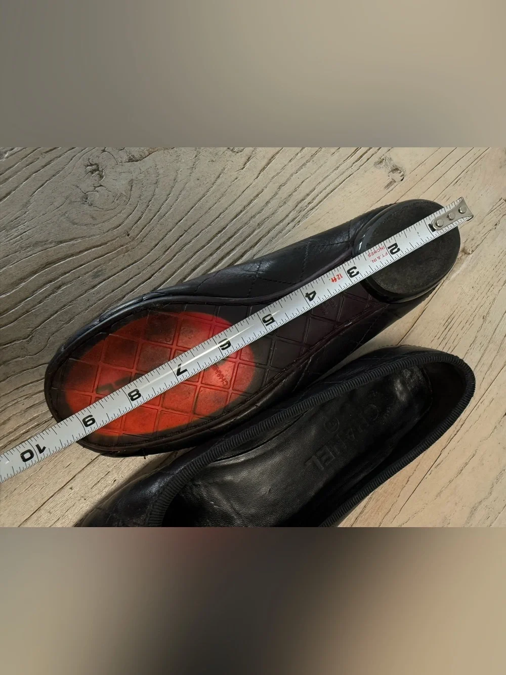 Chanel Cambon Italian Black Leather ballet flats size 37 - Picture 15 of 17